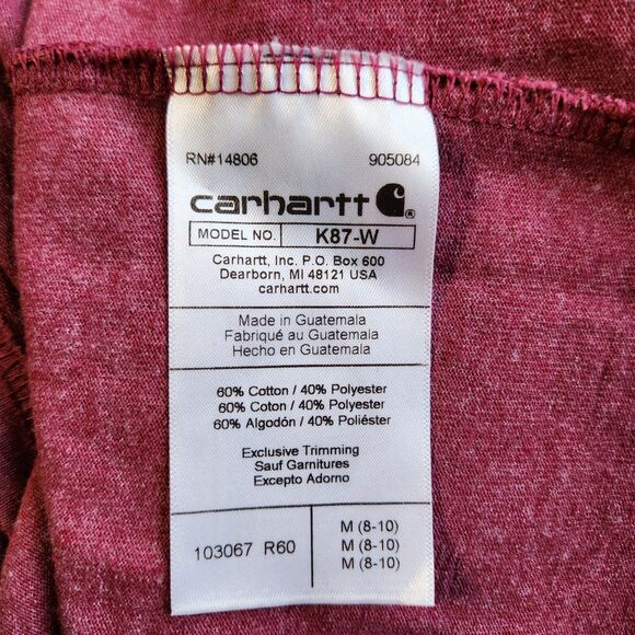 Carhartt Loose Fit Pink Shirt Women M (8-10) Cotton Polyester T-Shirt Work - Picture 10 of 10
